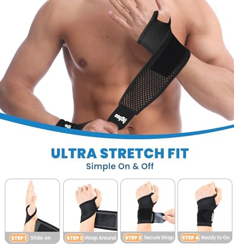 2-Pack Ultra-Thin Wrist Braces, Breathable Comfort Mesh Fabric Support for Pain Relief - Ideal for Carpal Tunnel, Tendonitis, Sports, Fitness and Daily Use - Adjustable Wrist Support (Black) - Image 6
