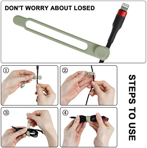 Silicone Cable Ties, Cord Organizer Cable Management(16Pcs-Green) - Image 4