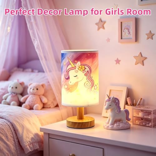 Unicorn Kids Bedside Table Lamp for Girls Bedroom 3 Color Dimmable Eye Caring LED Nightstand Lamp,Kids Night Light with LED Bulb,Cute Unicorn Room Decor Desk Lamp,Perfect Birthday Gifts for Girls - Image 3