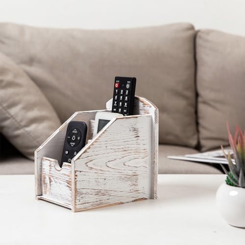 3 Slot Rustic Wooden Remote Control Frame Media Organizer, Office Supply Storage Rack,Pen storage box - Image 3