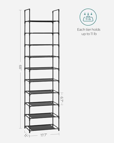 SONGMICS Shoe Rack, 10-Tier Shoe Shelf, Shoe Storage Organizer - Image 3