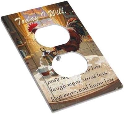 Outlet Covers Vintage Funny Chicken Rooster Decorative 1 Gang Duplex Light Switch Cover Plate Single Electrical Receptacle Wall Plate Plug Switchplate Faceplate for Kitchen Decor - Image 3