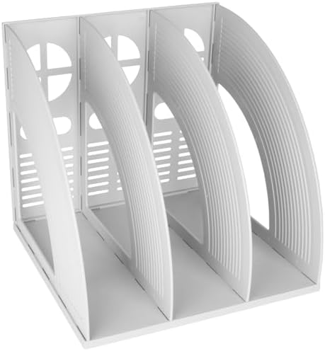 SAYEEC Magazine Holder Plastic File Sorter Binder Holder for Desk Folder Organizer Stand Book Shelf Dividers Vertical Filling Storage Rack Desktop Bookshelf Display Box for Office School Home (Grey) by SAYEEC