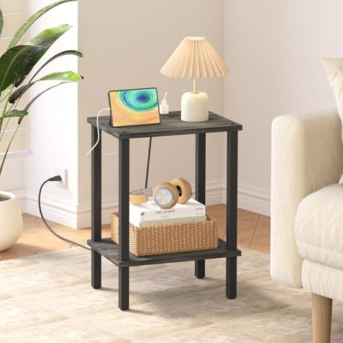 TUTOTAK End Table with Charging Station, Side Table Set of 2, Nightstand - Image 2