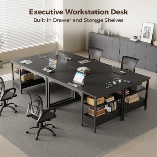 Mericonia 54" Reversible Computer Desk with Drawer, 1.2" Thick Office Desk - Image 6