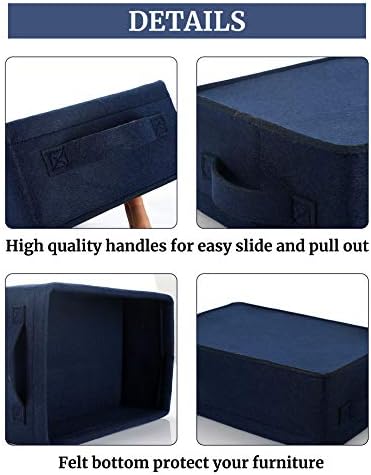 Small Storage Baskets Shelf Storage Baskets Navy Blue Fabric Storage Bin Narrow Storage Basket for Towels Dog Cat Toys Clothes Hats Belts Dippers Baby Toys Storage Basket Little - Image 5