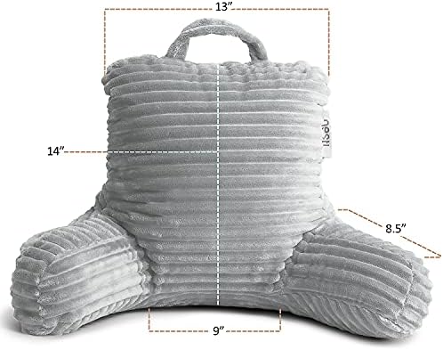 Nestl Light Grey Reading Pillow with Bed Desk for Laptop and Writing, Luxe Cut Plush Back Pillow for Sitting Up, Back and Arms Adjustable Support for Kids and Teens, Foldable Lap Desk for Bed 19x11” - Image 3
