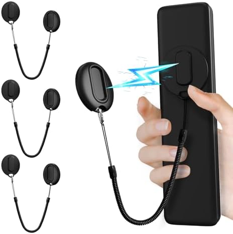 Magnetic Silicone Remote Control Holder with Security Cable 3 Pack Black by Vaszu