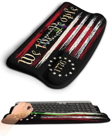Ergonomic Wave Wrist Rest with Keyboard Stand, Cushioned Palm Rest, Comfortable Integrated Memory Foam for Natural Typing and Relieve Wrist Pain, US Flag by KUOSGM