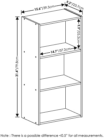 Furinno LUDER 3-Tier Book Shelf, Open Shelves Bookshelf, Green/White - Image 3