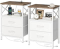 Huuger Nightstand Set of 2 with Charging Station, USB-C Port, End Tables by Huuger