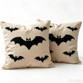 Halloween Bat Throw Pillow Covers, Beige Linen, 18x18 Inch, Set of 2, No Insert Included by Unknown