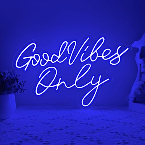 Good Vibes Only Neon Signs,Adjustable Brightness Blue Good Vibes Only LED Signs for Wall Decor, Cool Neon Lights Letters Light up Signs for Bedroom,Bar,Party, Salon Birthday,Christmas Gifts - Image 4