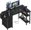 Lufeiya L Shaped Gaming Desk with Power Outlet, 47 Inch Reversible Corner Computer Desk with Drawers & Storage Shelves for Home Office Bedroom, L-Shaped Teen PC Desks with Fabric Drawer, Black by LUFEIYA
