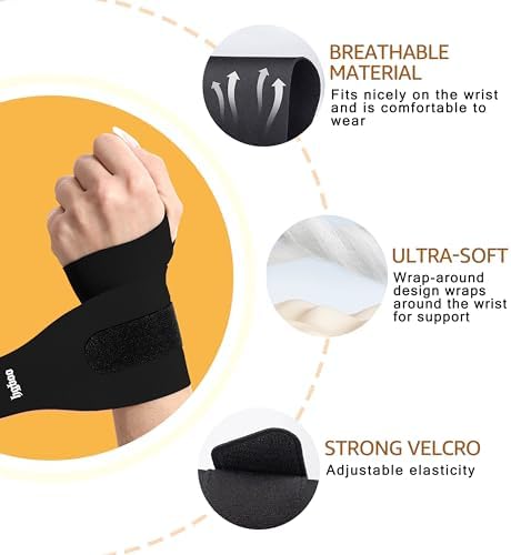 Ultra Thin and Soft Wrist Brace Wrist Wraps for Men and Women, Adjustable Wrist Support for Basketball Tennis Badminton Yoga Carpal Tunnel Syndrome, Pack of 2 (Black) - Image 5