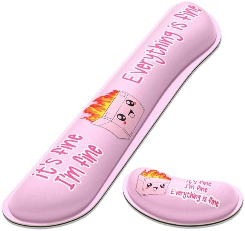 Dapesuom Enlarge Keyboard Wrist Rest, Memory Foam Wrist Cushion for Desk Mats Support, Typing Pain Relief Keyboard Mouse Pad Rests Set with Non-Slip Base for Gaming Laptop Computer, Pink Dumpster by Unknown