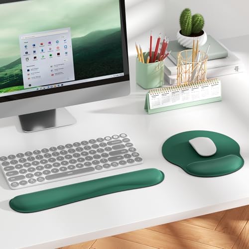 KTRIO Keyboard Wrist Rest & Mouse Pad with Wrist Rest, Forest Green | Memory Foam Wrist Support, Ergonomic Design, Non-Slip Base, Office and Home Use - Image 6