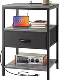 SUPERJARE Nightstand with Charging Station, USB-C Port, Bedside Table by SUPERJARE