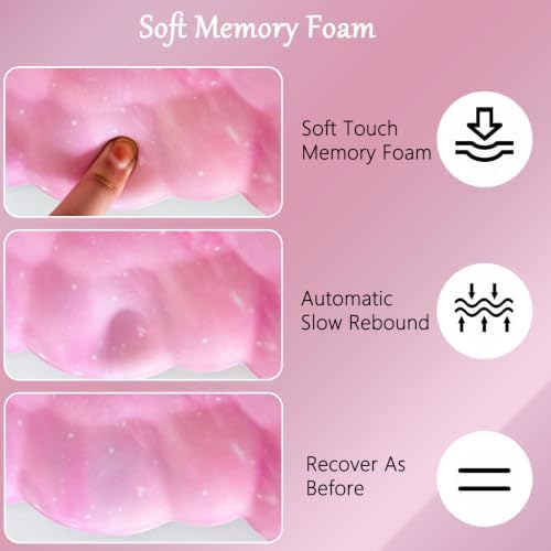 Cloud Mouse Pad Keyboard Wrist Rest for Mouse 4PCS Extended Large Galaxy Space Desk Mat Pad Set Memory Foam Non-Slip Cute Ergonomic Game Mouse Wrist Support for Computer Home Office Pink Starry Sky - Image 4