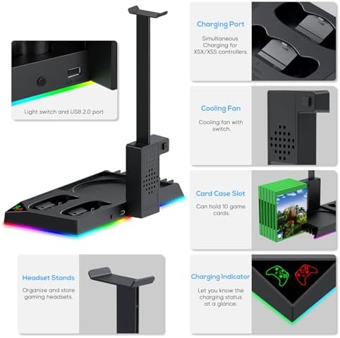 RGB Charging Stand with Cooling Fan for Xbox Series X Console & Controller - Image 2