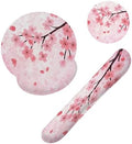 Cherry Blossom Pink Flower Mouse Pad with Wrist Rest Set, 3-in-1 Wrist Support Mousepad Set, Gaming Mat Pad with Anti-Skid Base,Ergonomic Memory Foam Mouse Pad Set for Women, Office, Typing, Gaming by Unknown
