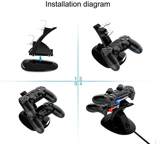 VSEER Dual Shock PS4 Charging Station - Twin Charge Docking Station Stand Charger for PS4/Pro/Slim Controllers, Black - Image 5