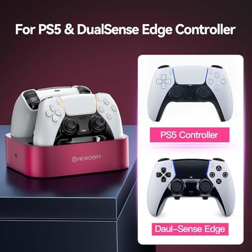 NEWDERY for PS5 Controller Charger Station, Dual Charging Dock for PlayStation 5 DualSense/Edge Controller, Fast Charging Stand with Type-C Cable, Gamer Gift for Women & Girls, Mother's Day - Image 5