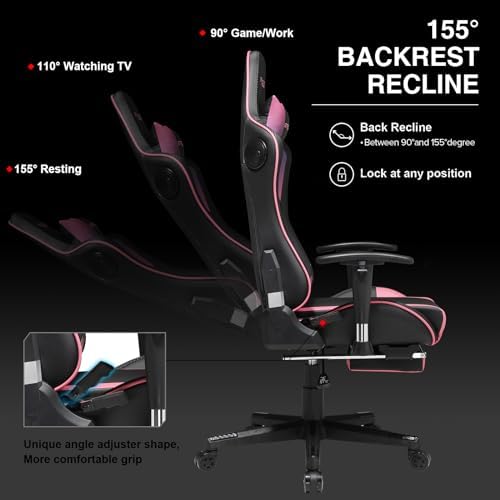 GTPLAYER Gaming Chair with Footrest Speakers Video Game Chair Bluetooth Music Heavy Duty Ergonomic Computer Office Desk Chair - Image 6