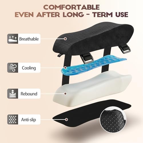 Chair Arm Pads for Office, Wheelchair and Gaming | Memory foam armrest pillows for desk, computer, gaming, office chairs, wheelchairs, and elbow support - Image 2