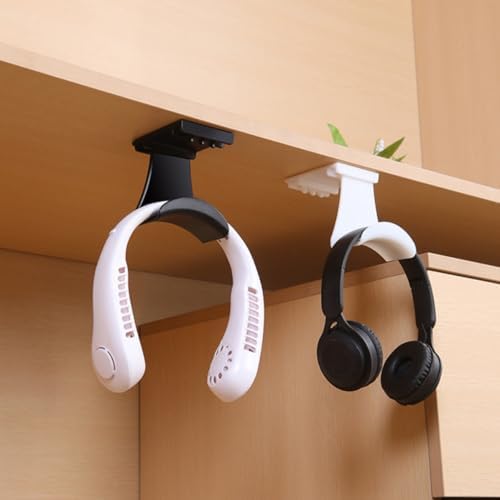 Hemoton 2pcs Under Desk Headset Hooks Headphone Hangers for Gaming and Office Easy Install Space-Saving Headset Holder Rack for Secure Storage and Display Black and White - Image 7
