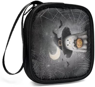 Halloween Ghost Bat Lightweight Headphone Storage Bag, Portable Headset Carrying Pouch Headphone Case Bag Soft Travel Pouch for Ear Headphones-Pink - Image 3