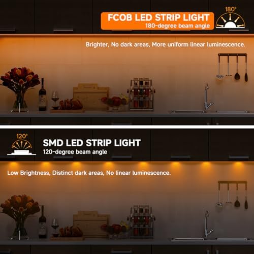 BTF-LIGHTING 5V USB COB LED Strip Lights 6.56FT Orange Color for TV - Image 2