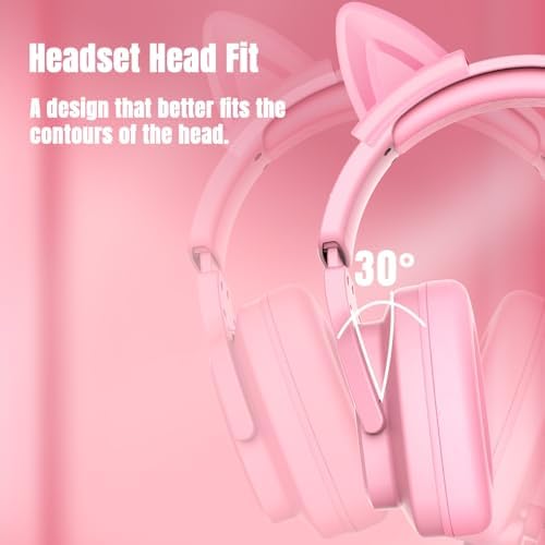 Jimonyer Gaming Headset with Microphone, 7.1 Surround Sound and Noise Canceling Over Ear Headphones for PC/PS4/PS5/Xbox Series/Switch, RGB Light and Soft Imitation Protein Earmuffs (PinkCat) - Image 7