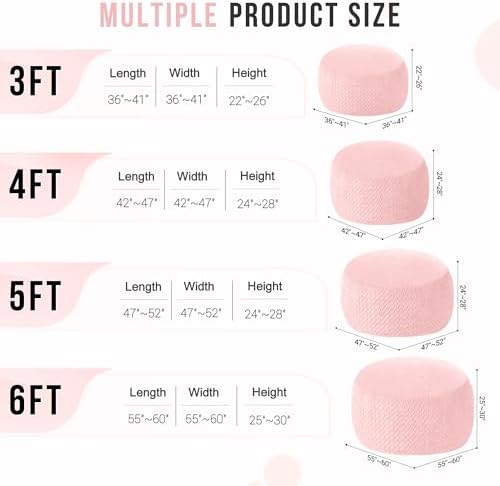 4FT Bean Bag Chair,Giant Bean Bag Chairs for Adults,Big Bean Bags with Memory Foam Filled, Large Beanbag Chairs with Chevron Plush Cover-Soft Pink - Image 5