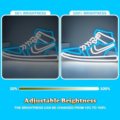 Sneaker Neon Sign Sports Shoe Neon Signs for Wall Dimmable LED Boys Neon Lights for Bedroom Man Cave Home Party Neon Bar Sign Shoes Light up Signs Wall Decor(Ice Bule) - Image 3