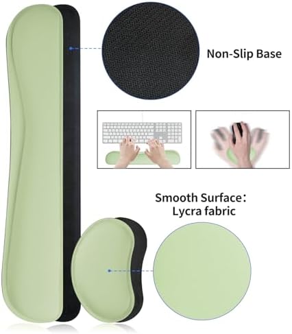 Bloss Leather Desk Mat and Keyboard Wrist Rest, Large Mouse Pad + Keyboard Pad+Mouse Wrist Support, Non-Slip Desk Mat Protector for Office, Home(35.4×15.7 Inches, Green) - Image 6