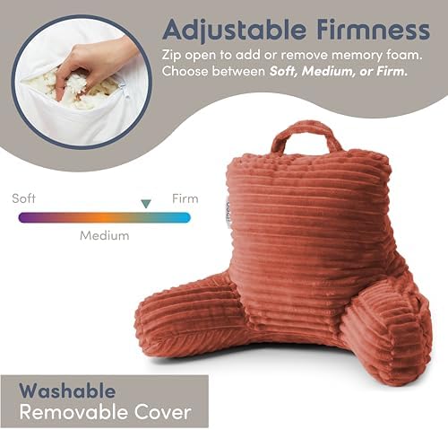Nestl Reading Pillow for Kids & Teens with Shredded Memory Foam, Luxe Cut Plush Backrest Pillows for Reading and Gaming, For use on Couch, Bed, Floor, Adjustable Support with Washable Cover Misty Rose - Image 3