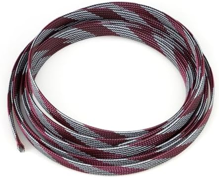 Braided Cable Sleeve, 16.4ft Expandable Mesh Cable Management Sleeve, Wear-Resistant Cord Protectors from Pets No Chew Flexible Wire Sleeving for Audio Video (White and red, 1/2") by ConveniencetoYourLife