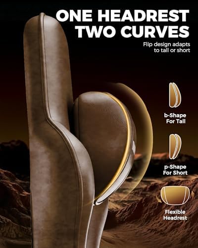 GTPLAYER Big and Tall Gaming Chair with Footrest, Ergonomic Office Desk Chair with 4.4in Thick Cushion and Wide Wingless Seat, Comfortable Leather Computer Chair, Predator Series, Rustic Brown - Image 6