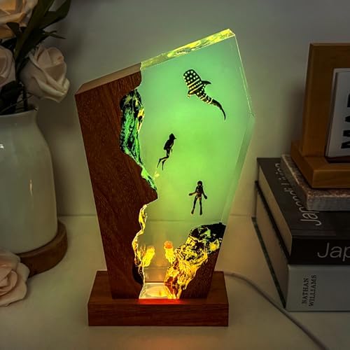 Whale Shark Ocean Resin Lamp, Handmade Resin Night Light with USB Port - Image 4