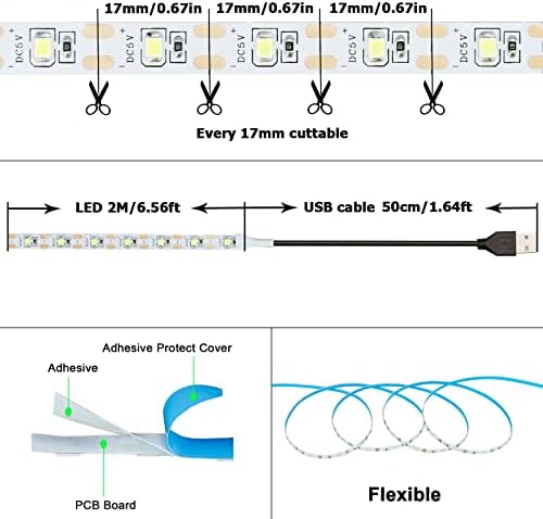 5V USB Blue 460-465nm LED Strip USB Powered 13.12ft/4M(2pcs x 6.6ft) - Image 3