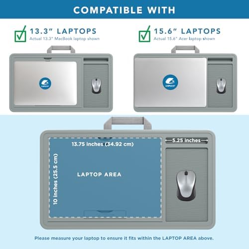 LAPGEAR Ergonomic Pro Lap Desk – Gray, Fits 15.6" Laptops - Image 3