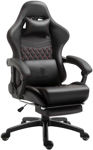 Dowinx Gaming Chair Big and Tall, Ergonomic PC Gaming Chair with Footrest & Massage, Racing Style Reclining Computer Chair for Adults, 400LBS Capacity - Heavy Duty Gamer Chair (Black) by Dowinx