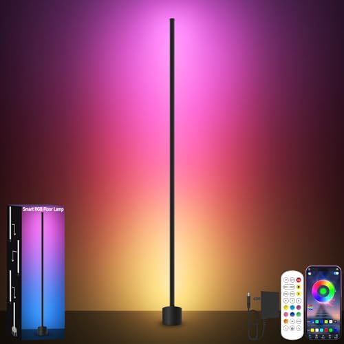 Tyute Corner Floor Lamp, RGBICW LED Corner Lamp with 16 Million DIY Colors, Music Sync, 68+ Scenes, Smart App & Remote Control, Ambience Lighting for Bedroom Living Room Gaming Room by TYUTE