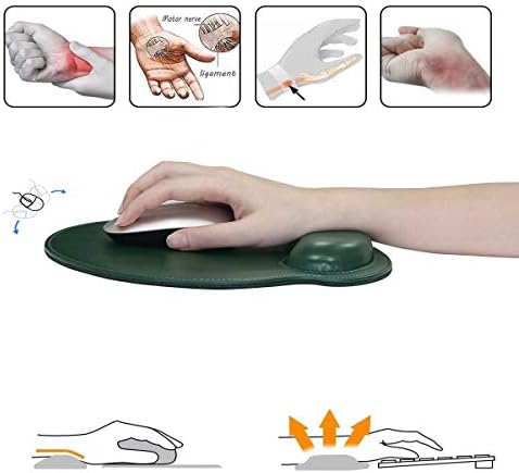 RICHEN Ergonomic PU Leather Keyboard Wrist Rest and Mouse Pad with Wrist Support, Memory Foam Set for Computer/Laptop,Gaming and Office, Comfortable for Easy Typing & Pain Relief (Dark Green) - Image 5