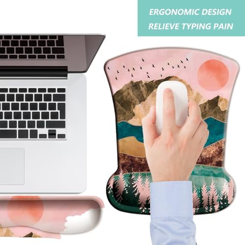 Keyboard Wrist Rest Pad Mouse Pad with Wrist Support Set of 3, Gaming Mousepad with Non-Slip Rubber Base, Ergonomic Memory Foam Mouse Cushion Support for Home Office Laptop Computer, Sunrise - Image 7