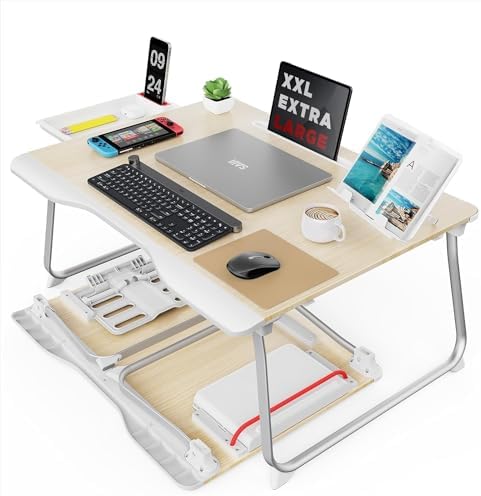 SAIJI Folding Bed Desk for Laptop, Extra Large Folding Bed Tray Table by SAIJI