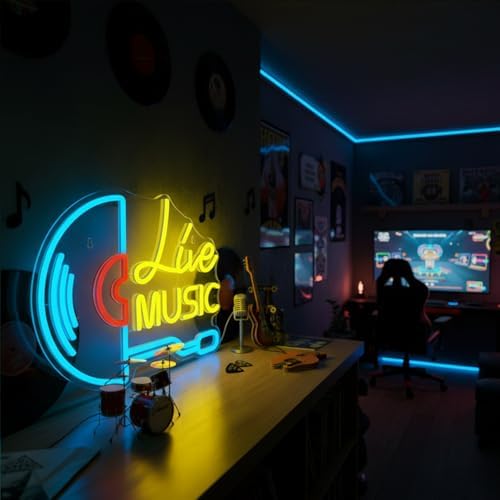 Live Music Neon Sign Vinyl Record LED Wall Light for Music Room Decor - Image 2