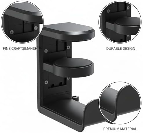 Under Desk Headphone Hanger Clamp, Rotating Mount for Sit-Stand Desks, No-Drill Installation, Paper-Based Composite (1 PC) - Image 6