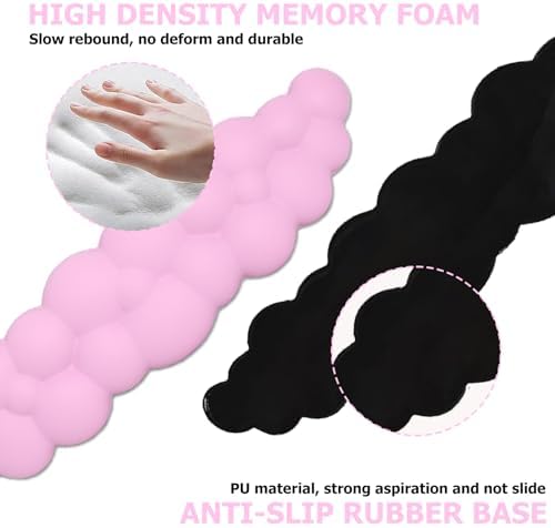 Cloud Wrist Rest Keyboard, PU Leather Wrist Rest for Computer Keyboard | Ergonomic Keyboard Wrist Rest with Memory Foam, Cute Mouse Wrist Rest for Gaming, Office, Computer, Typing Pain Relief, Pink - Image 3